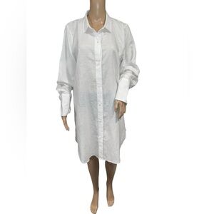J.Crew Relaxed fit Womens beach White shirt linen cotton blend Size Large